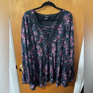 Black flower blouse